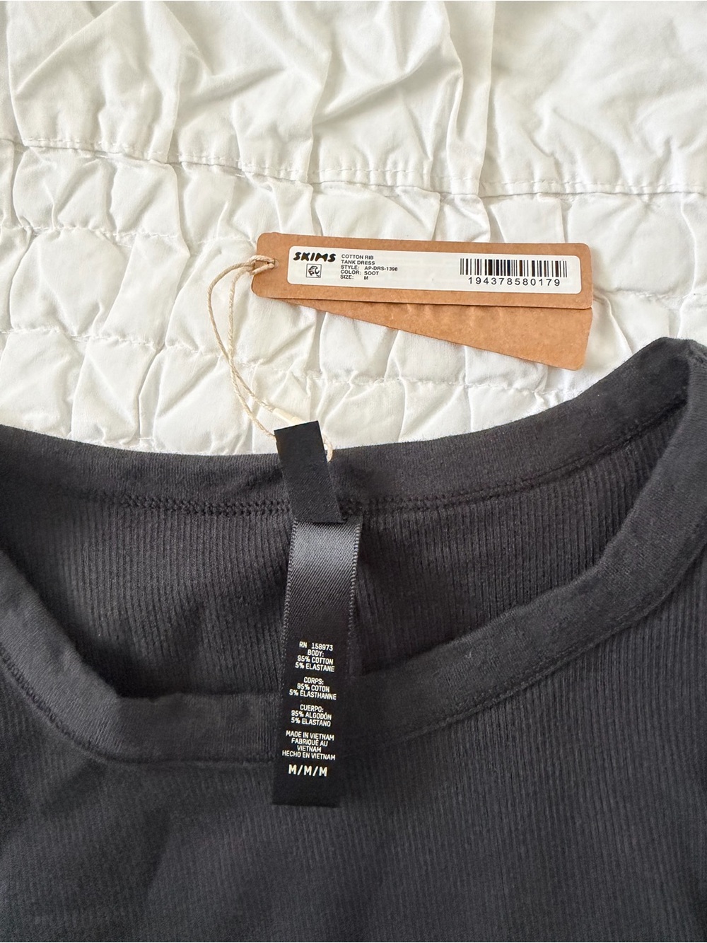 SKIMS Black Ribbed Tank Dress Brand New M - Picture 3 of 3
